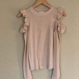 Ruffled shoulder cutout top